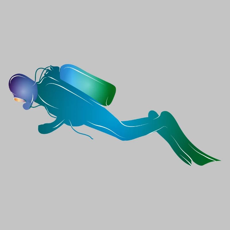 Silhouette de plongeur dans les tons bleu-vert