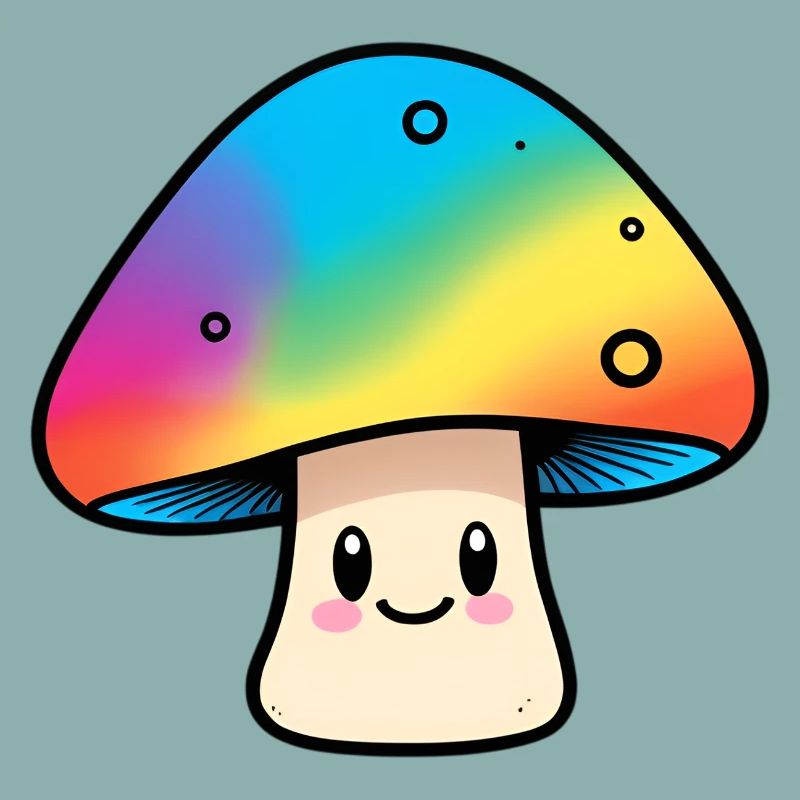 Kawaii Regenbogenpilz Design
