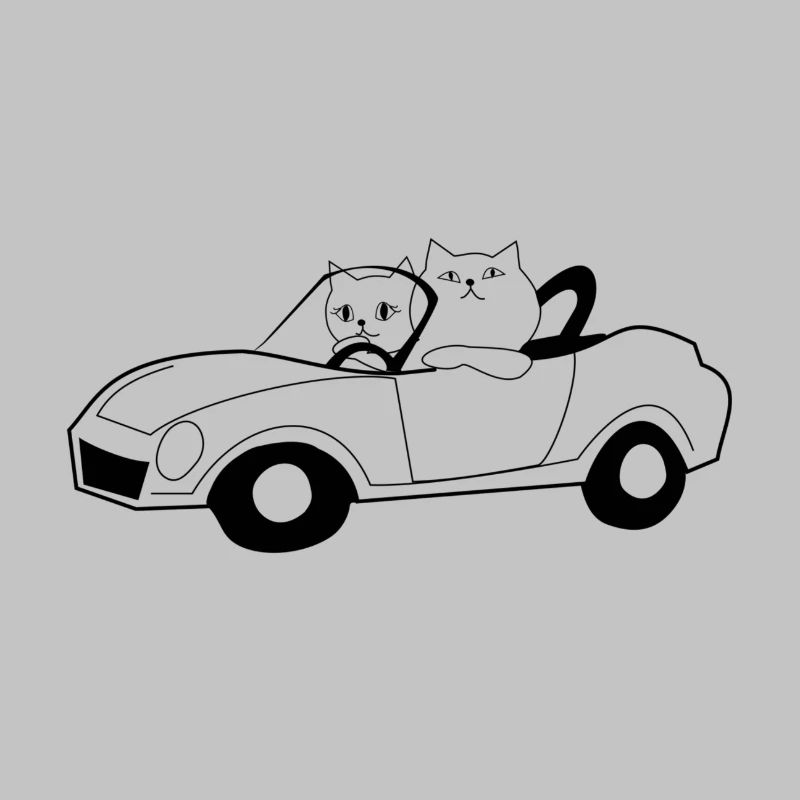 Les chats dans un cabriolet