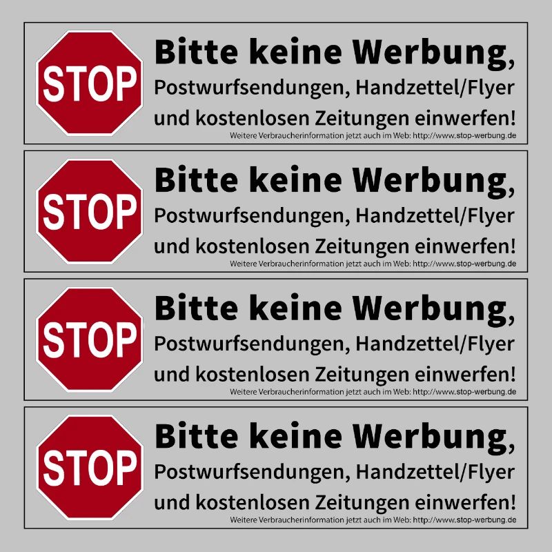 4 x Stop Bitte keine Werbung Sticker