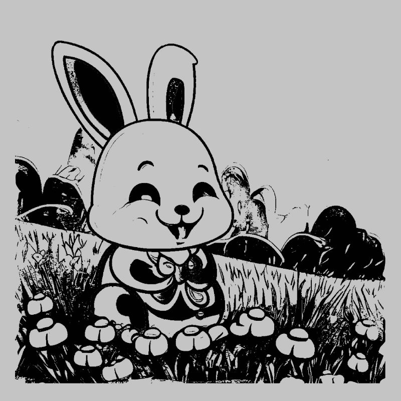Rabbit in meadow comic style