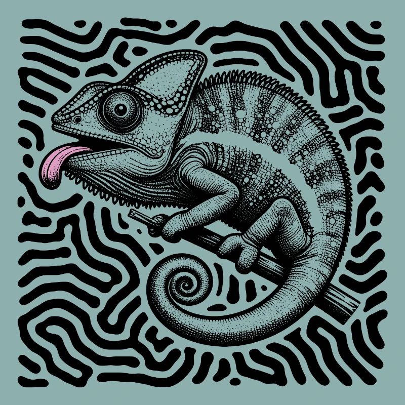 Chameleon Psychedelic Maze Art