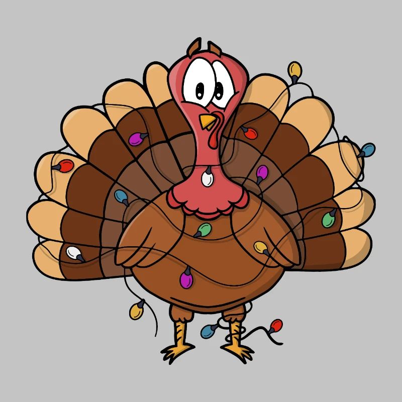 Festive Turkey with String Lights