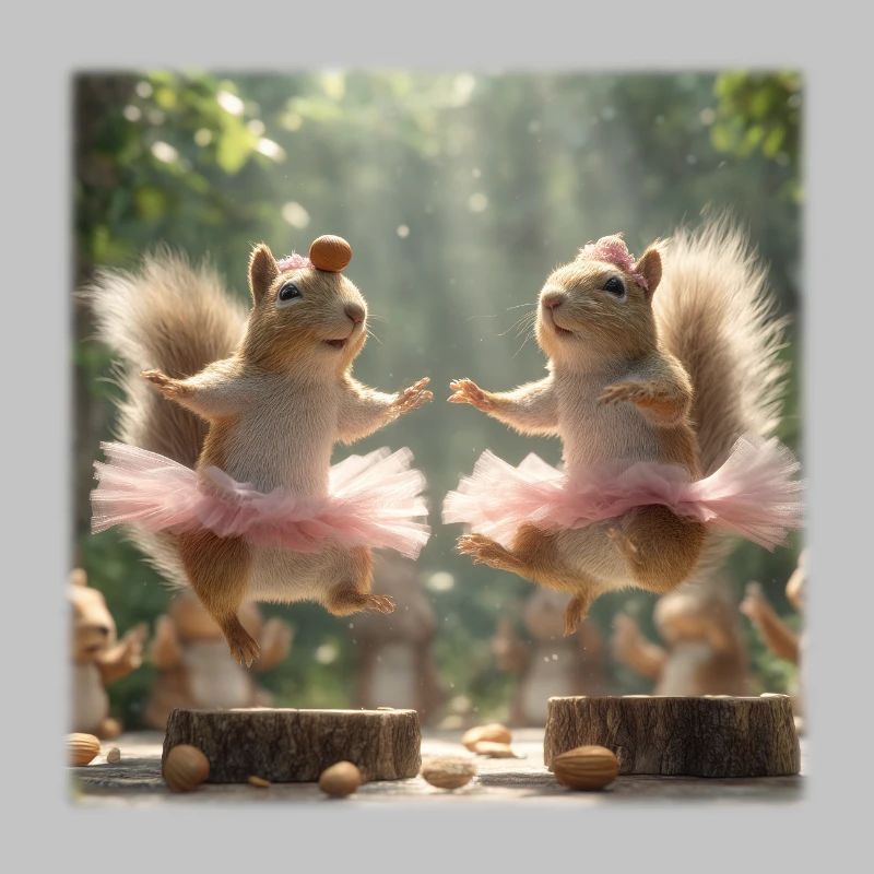 Ballett Eichhörnchen im Tutu mit Eicheln