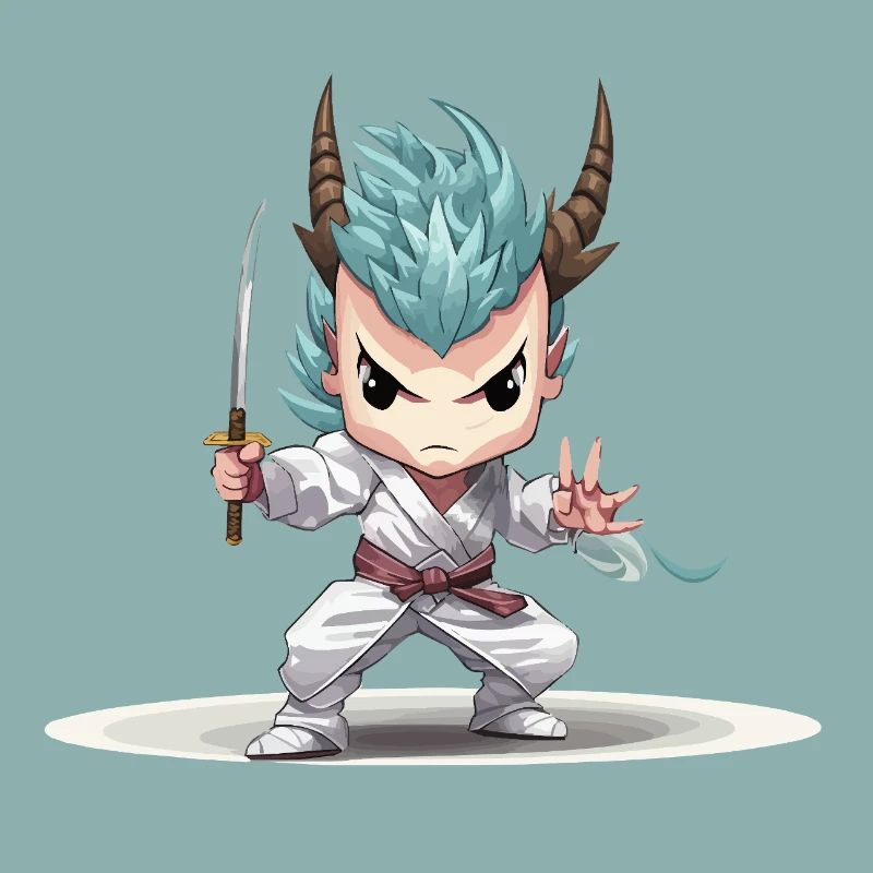 Chibi Krieger mit Katana