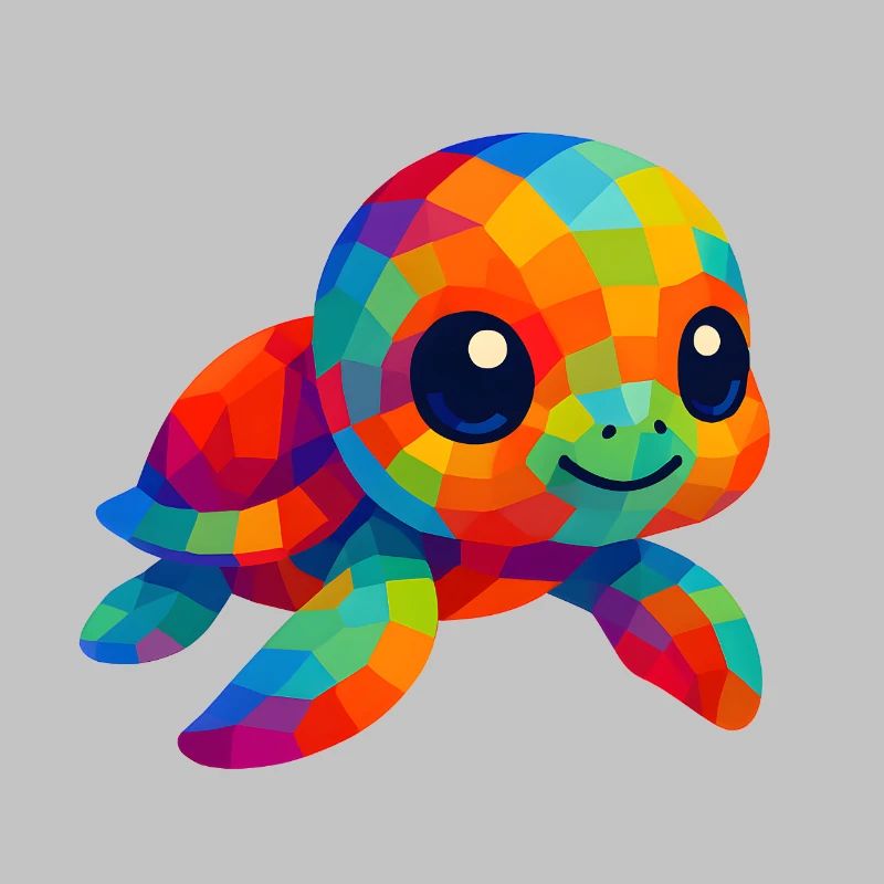 WPAP Polygon Kawaii Animaux Bébé Tortue de Mer