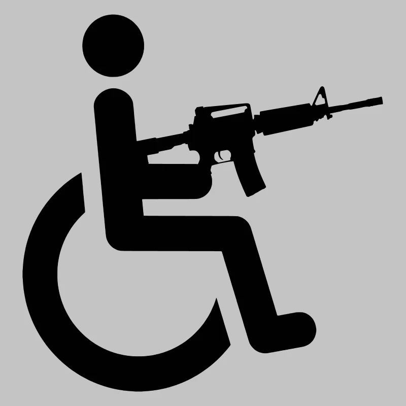 Rollstuhlfahrer mit Waffe #