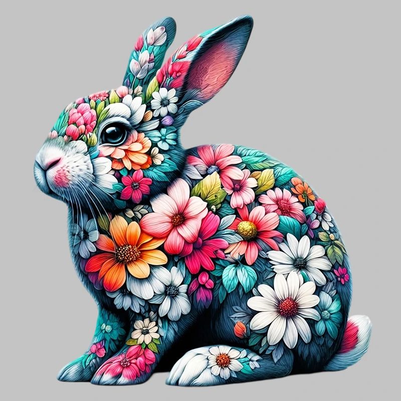 Lapin décoré de fleurs