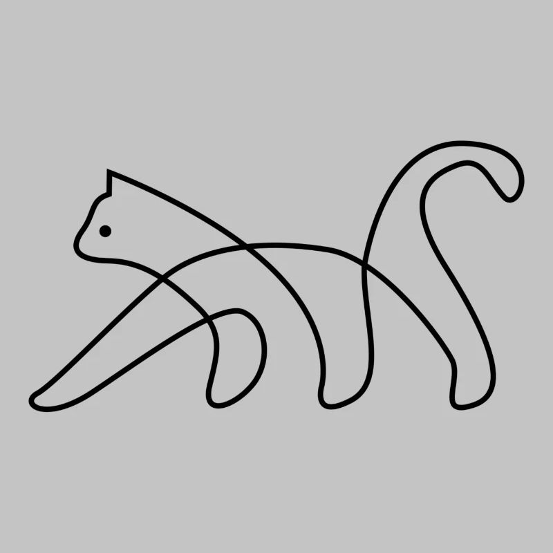 Katze One Line Schwarz - Cat Oneline Black
