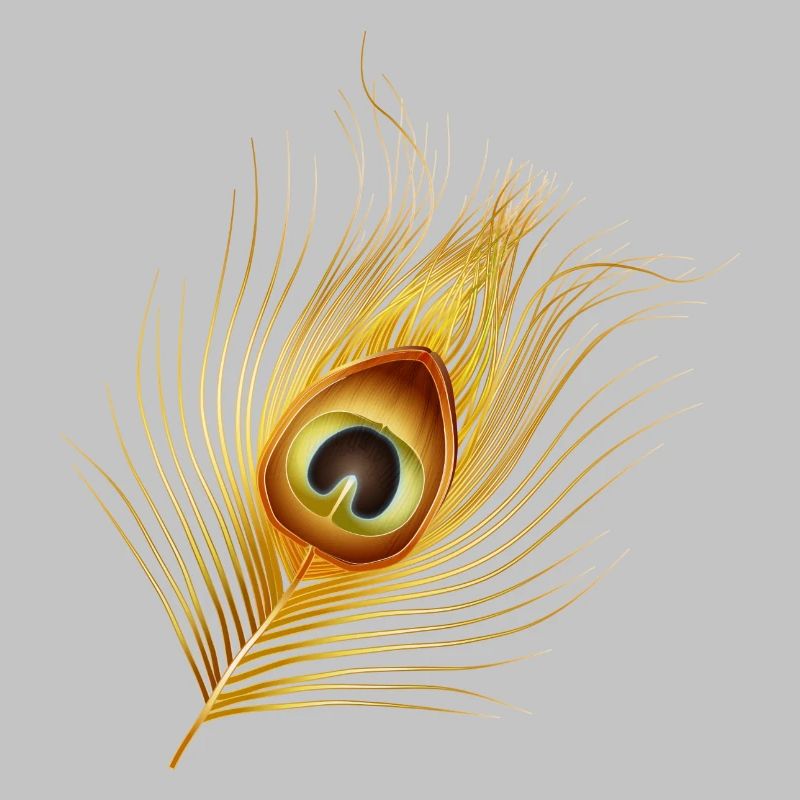 plume de paon dorée dessinée à la main