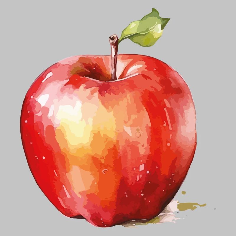 Watercolor Apple – Red Fruit Accent