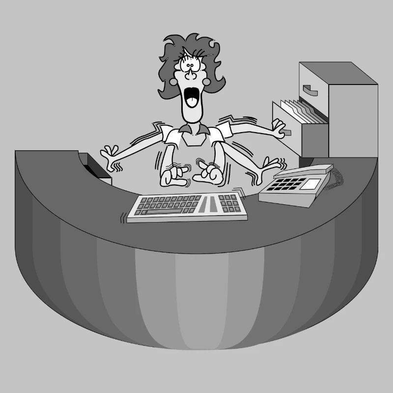 Rezeption Frau Multitasking Idee Geschenk Arbeit