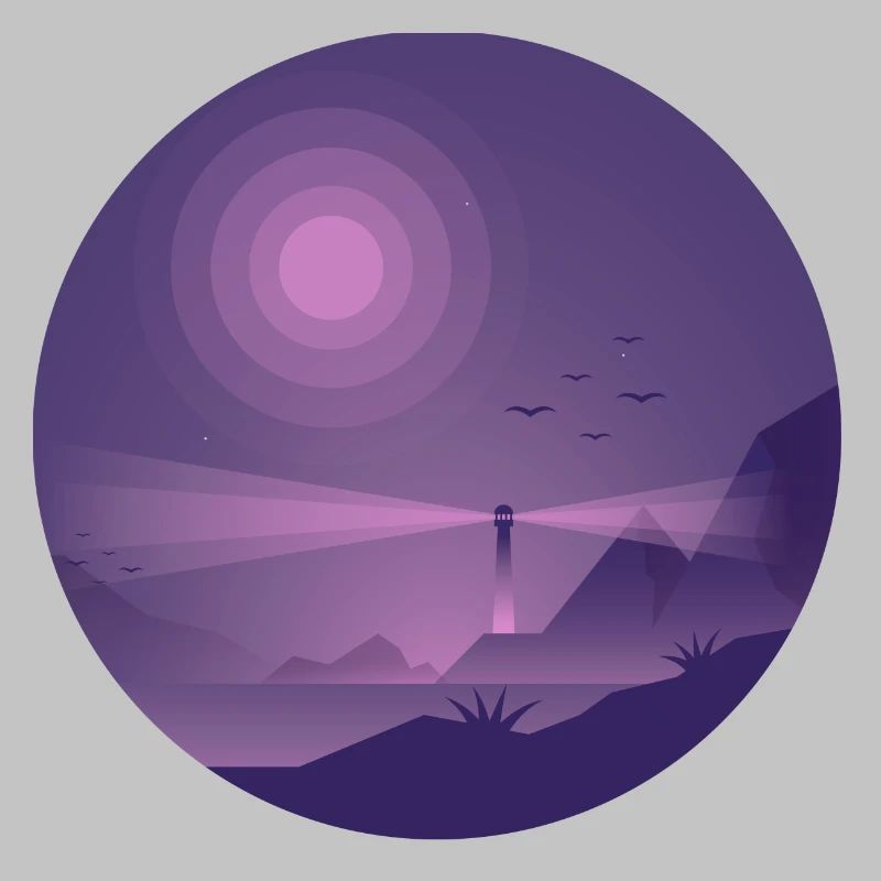 Lighthouse at night Purple light