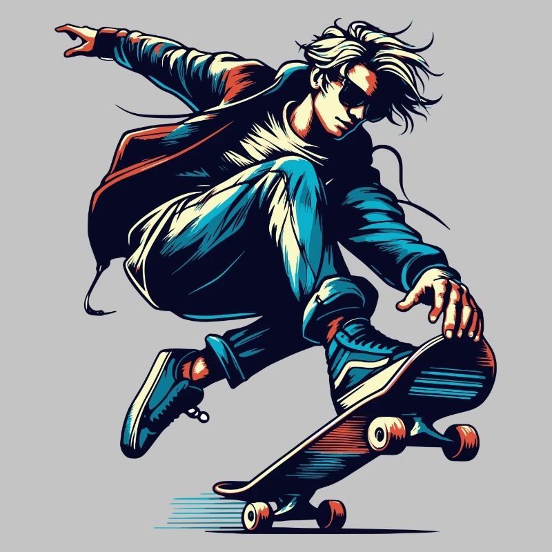 Lebendiges buntes Motiv eines Skaters