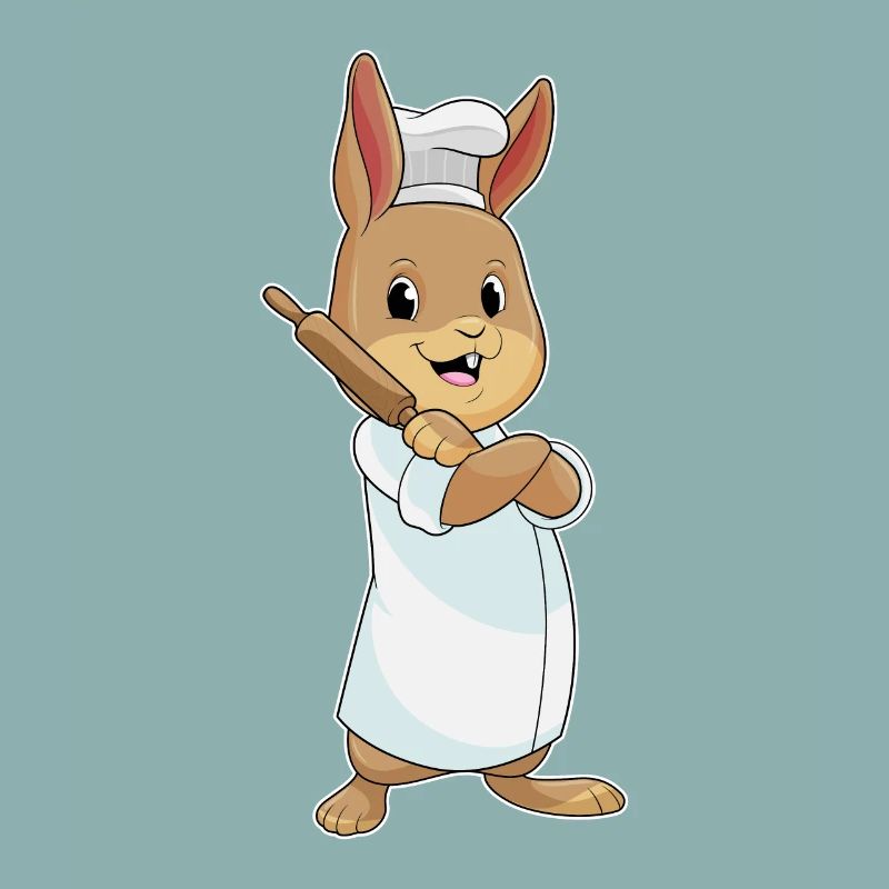 Rabbit as a baker with rolling pin