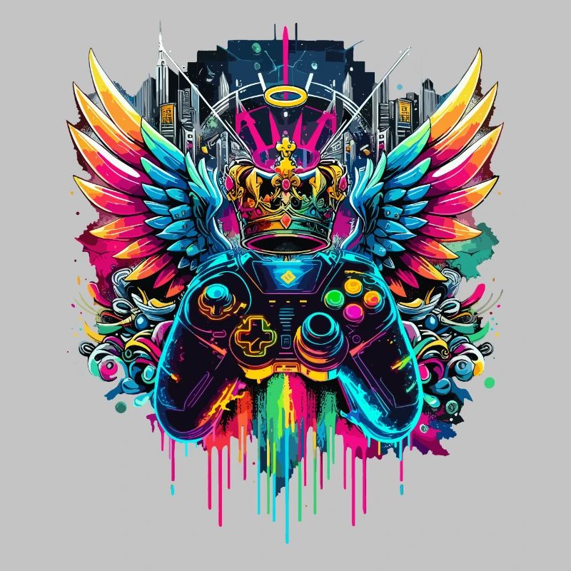Gaming König Controller Flügel Graffiti