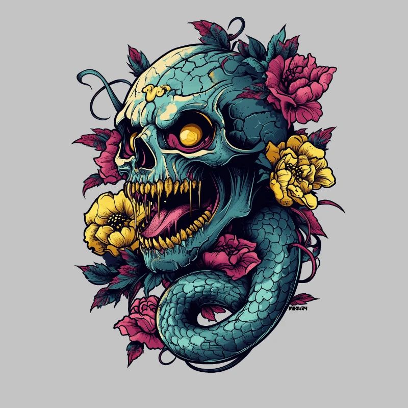 Crâne et serpent