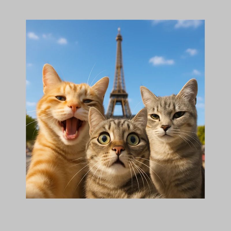 Selfie de chats à Paris Tour Eiffel Chat Selfie Cadeau
