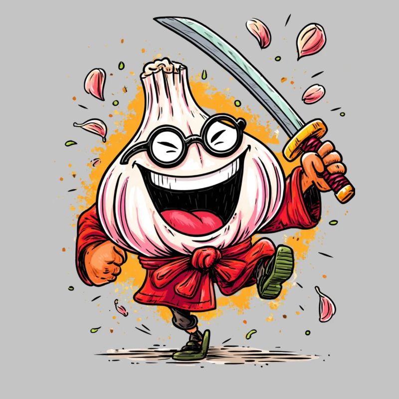 Fearless Garlic Samurai Hero Character