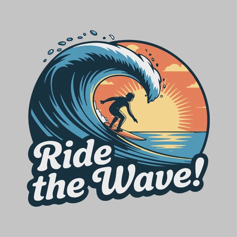 Conception de vagues de surf au coucher du soleil