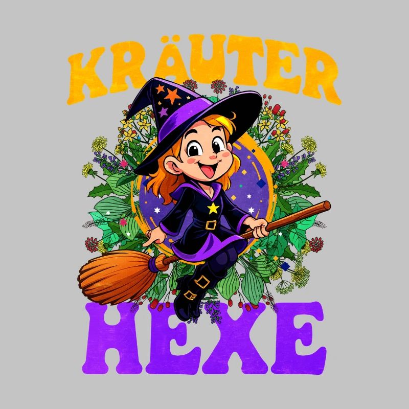Witch with herbs and magic wand