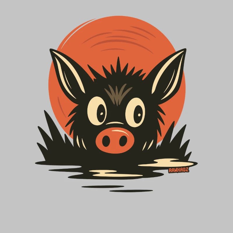 Dessin animé de cochons dans la boue