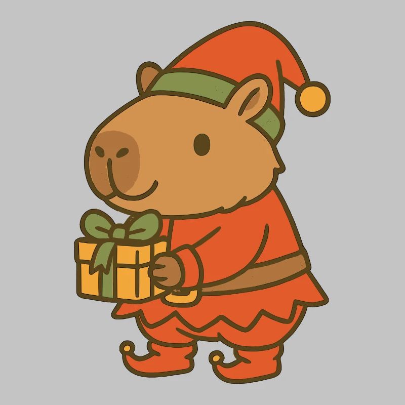 ✨ Weihnachtswichtel Capybara mit Geschenk 🎁