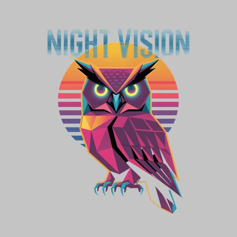 Night Vision Eule Retro Synthwave Sunset