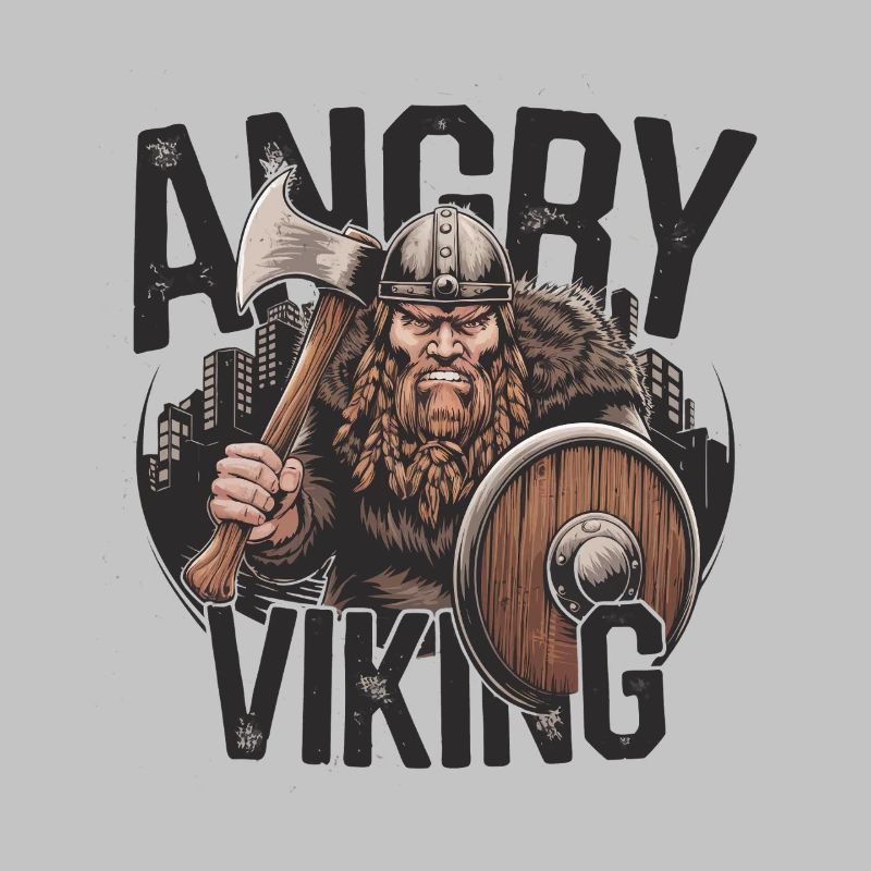 Angry Viking with Axe and Shield