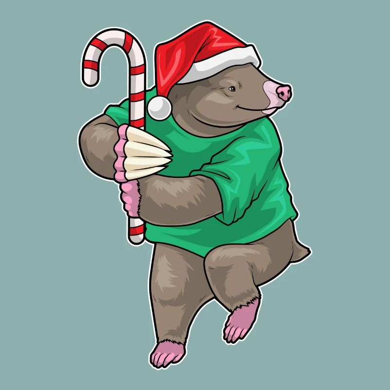 Mole Christmas candy cane