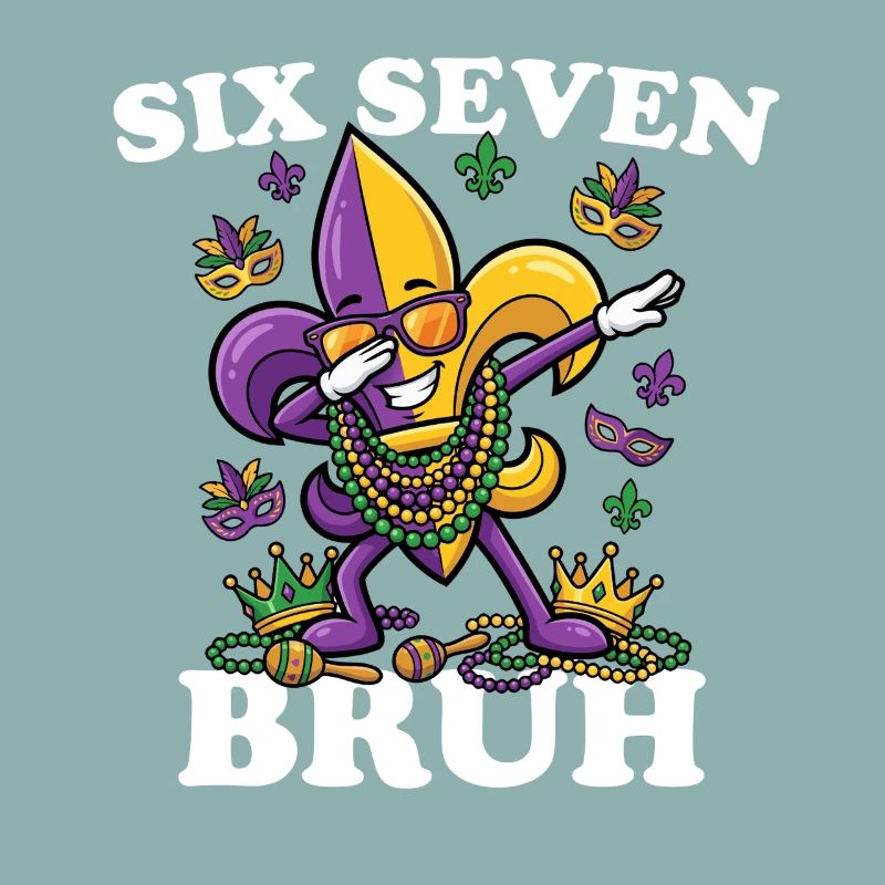 Six Seven Bruh Mardi Gras Fleur De Lis 6 7 Fun 6-7
