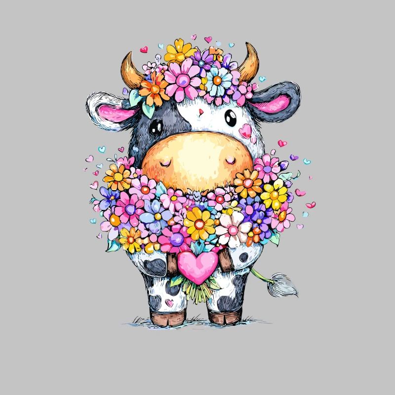 Vache avec une couronne de fleurs