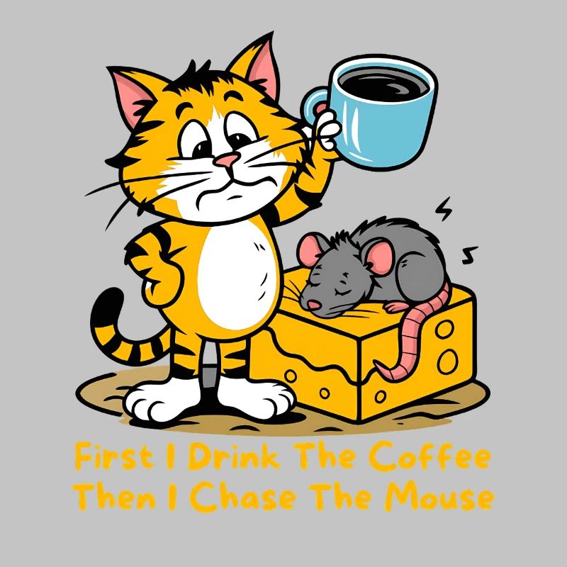 First I Drink The Coffee Funny Cat Mouse Coffee