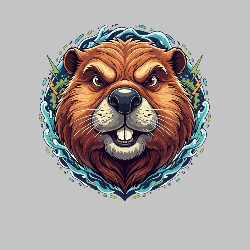 Glowing beaver in the neon ring