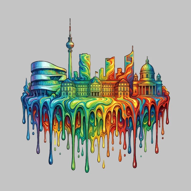 Stuttgart mit farbenfroh verlaufender Farbe
