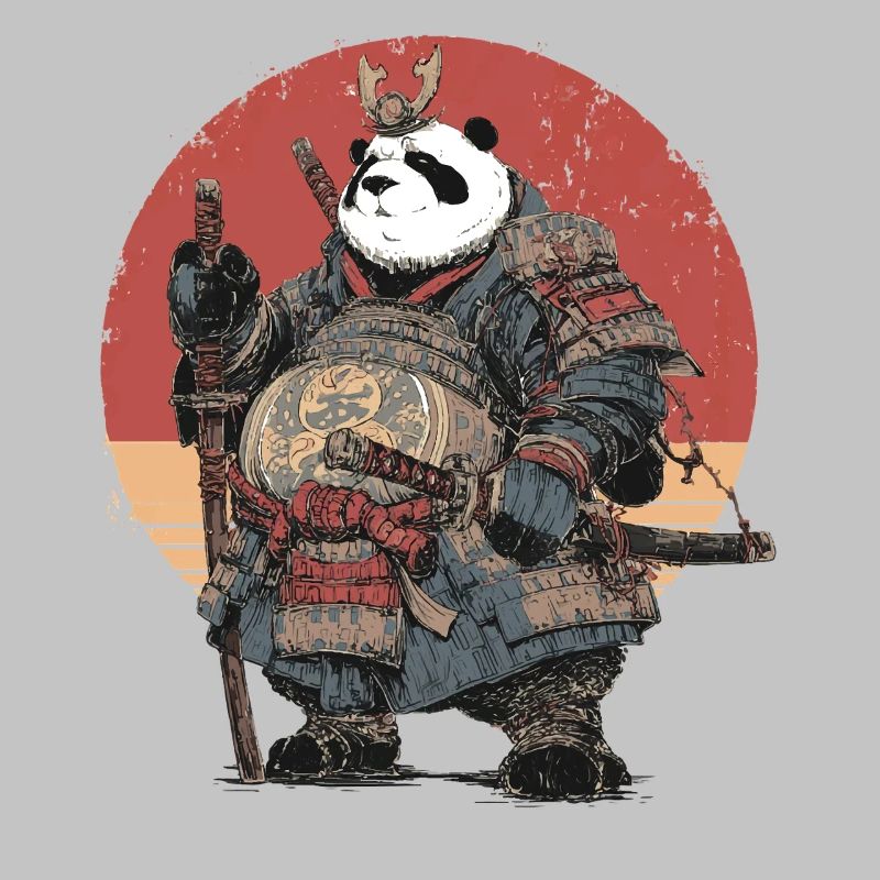 Panda samouraï en armure solide