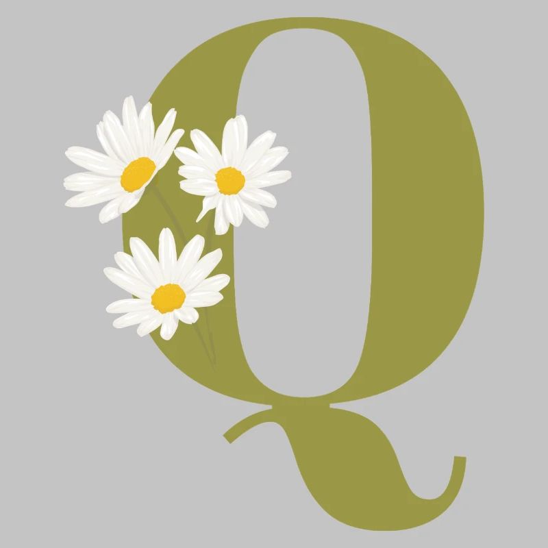Buchstaben q grüne Gänseblümchen