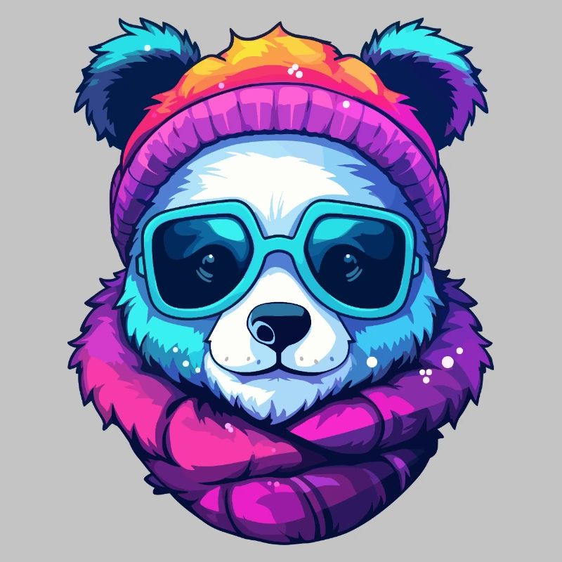 Neon-Regenbogenbär-Straßenstil mit Sonnenbrille