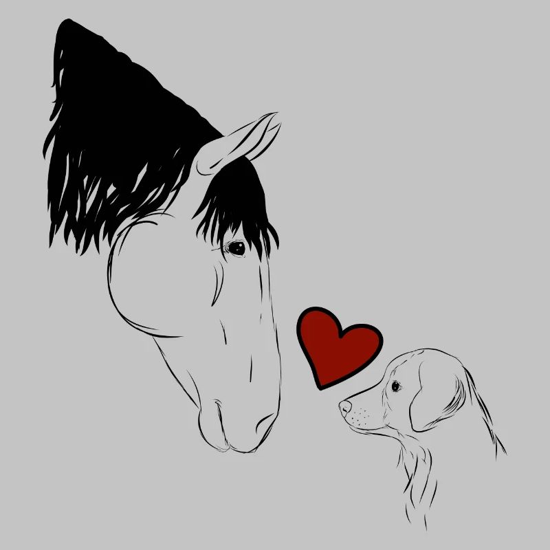 Pferd und Hund küssen sich , süße Geschenkidee