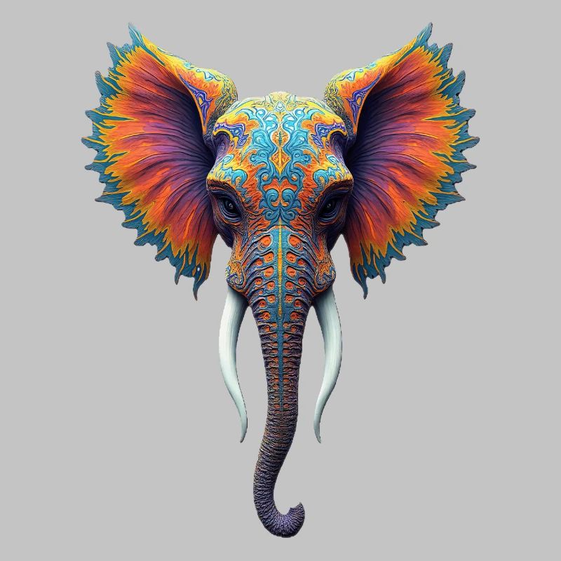 Rainbow Ornate Elephant Head