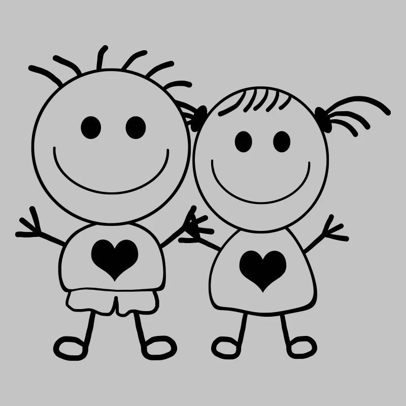 Junge und Mädchen - Strichmännchen-Paar