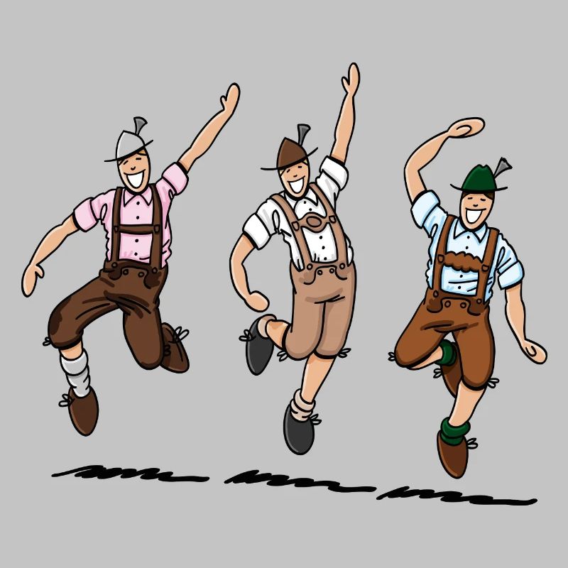 Three Dancing Lederhosen Men