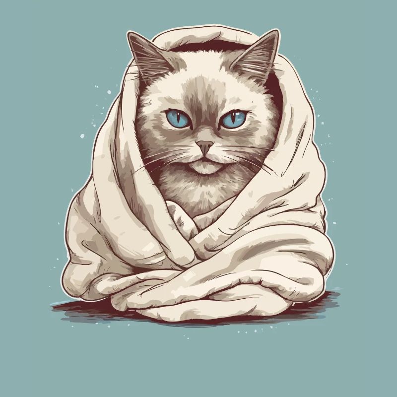 Chat dans une couverture