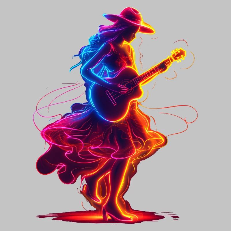 Gitarrist Mädchen Synthwave