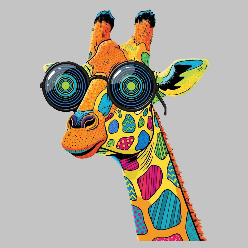 Bunte Giraffe mit Sonnenbrille