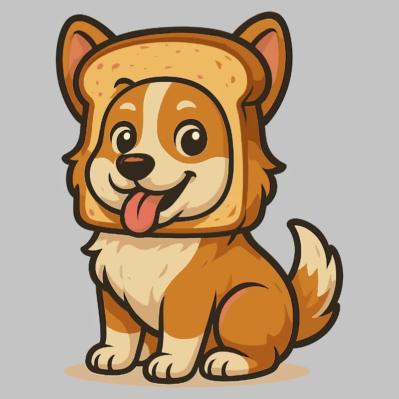 Cute Dog with Bread Face Design
