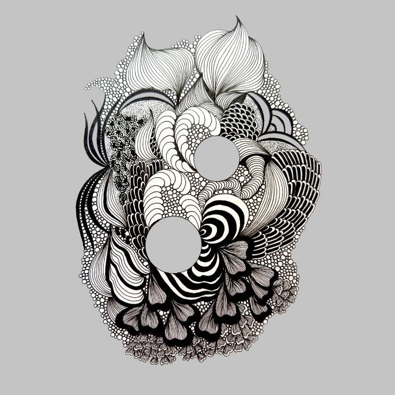 Black and White Flower Ring Pattern