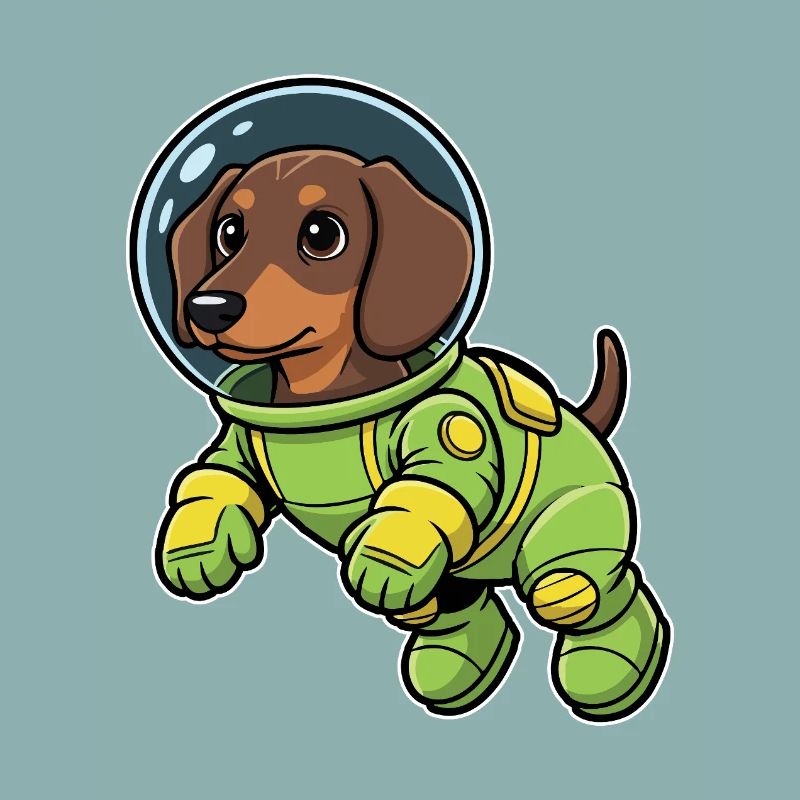 Chien Teckel Astronaute Espace Vert