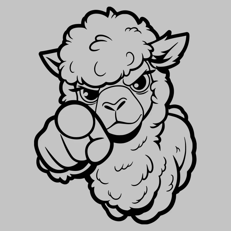 Naughty alpaca points at you