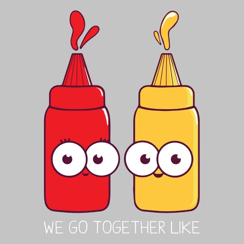 Nous allons ensemble comme le cadeau de ketchup et de moutarde